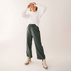 Albion Audrey Wide Leg Pants Slate Checkers Size XS Petite